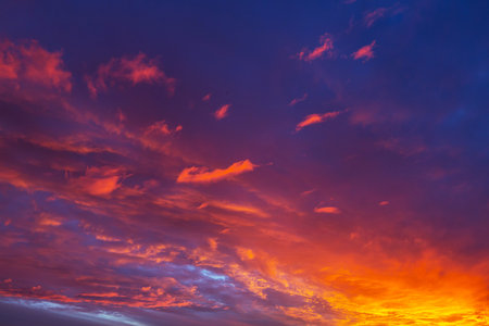 Unusual storm clouds at sunset.  Suitable for background.の写真素材
