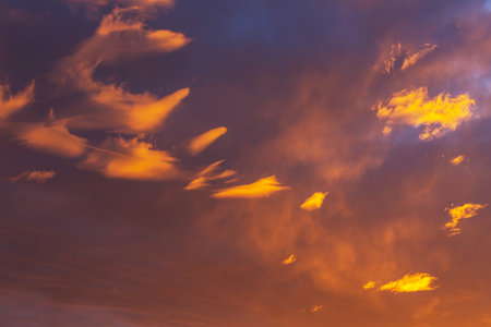Unusual storm clouds at sunset.  Suitable for background.の写真素材