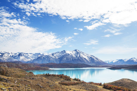 Fantastic mountain landscapes in Perito Moreno National Park in Argentina, South America.の写真素材