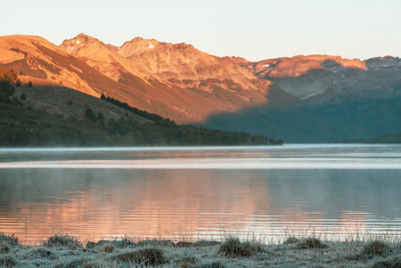 Beautiful lake in Patagonia mountains. Fantastic natural landscapes in Argentina< south Americaの写真素材