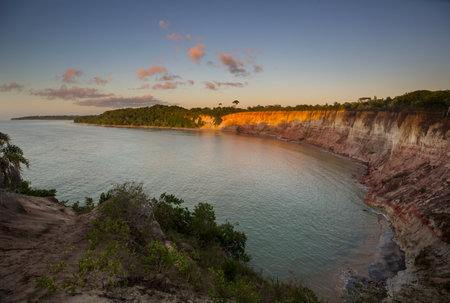 Beautiful summer landscapes  on the tropical beach in Brazil. Vacation background.の写真素材