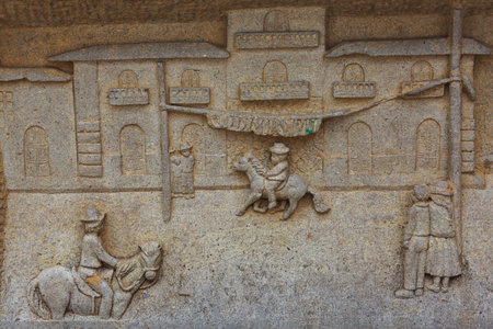 colonial reliefs in Yanama village, Peru,  31 august 2023の写真素材