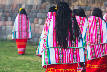 Folkloric festival in Cuzco on Plaza de Armas town square. Inca ritual.の写真素材
