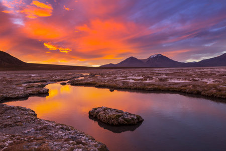 Beautiful natural landscapes in Atacama desert, northern Chileの写真素材