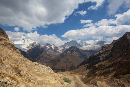 Beautiful mountains landscapes in Cordillera Blanca,  Peru, South Americaの写真素材