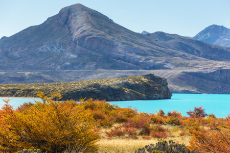 Perito Moreno National Park in Argentina, South America. Beautiful colorful autumn season.の写真素材