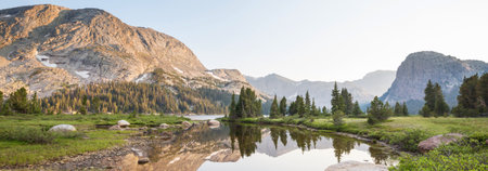 Beautiful mountain landscapes in Wind River Range in Wyoming, USA. Summer season.