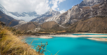 Beautiful mountains lake  in Cordillera Blanca,  Peru, South America