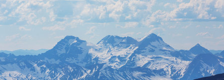 Picturesque rocky peaks of the Glacier National Park, Montana, USA. Beautiful natural landscapes.