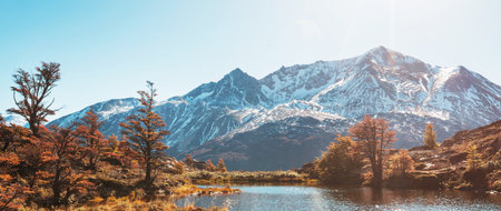 Autumn season in Patagonia mountains, South America, Argentina