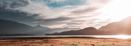 Beautiful lake in Patagonia mountains. Fantastic natural landscapes in Argentina,  south Americaの写真素材