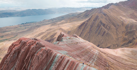 Beautiful mountains landscape in Peru- alternative Rainbow mountainsの写真素材