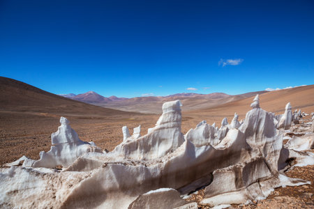 Unusual snow formation in the Chile mountains, South Americaの写真素材