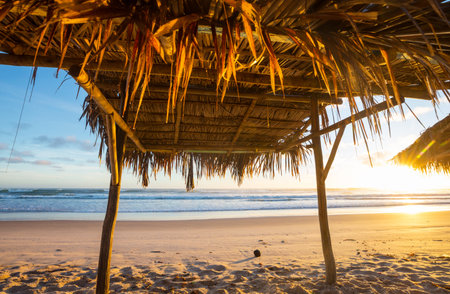 Luxury  beach in ocean coast. Holiday and vacation concept. Tropical beach.