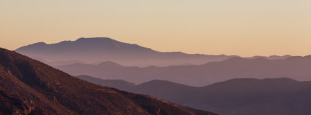 mountain silhouette at sunrise in Chile,  South America