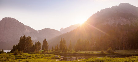 Beautiful mountain landscapes in Wind River Range in Wyoming, USA. Summer season.の写真素材