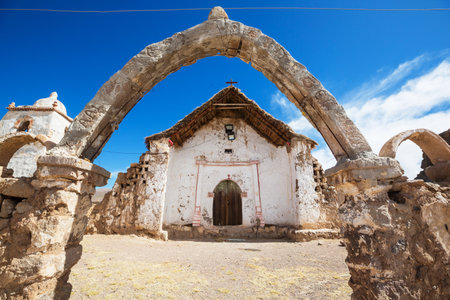 Rural church in altiplano village near San Pedro de Atacama, north Chile, South Americaの写真素材