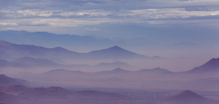 mountain silhouette at sunrise in Chile,  South America