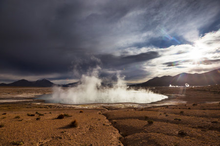 Natural Hot Spring in  Atacama desert, Chile, South America.