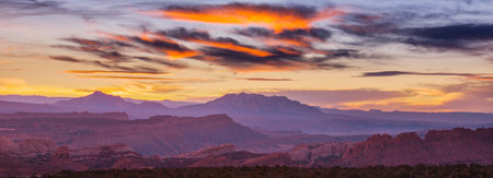 Beautiful landscapes of the American desert, USA. Sunrise scene.の写真素材