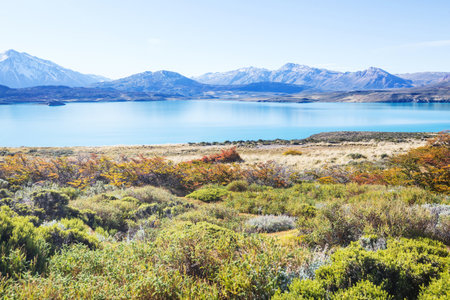 Perito Moreno National Park in Argentina, South America. Beautiful colorful autumn season.の写真素材