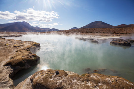 Natural Hot Spring in  Atacama desert, Chile, South America.の写真素材