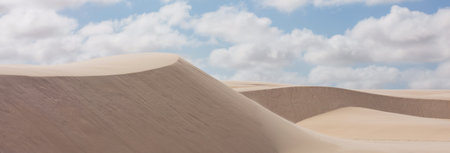 Lagoons in the desert of Lencois Maranhenses National Park, Brazil. Unusual natural landscapes.の写真素材