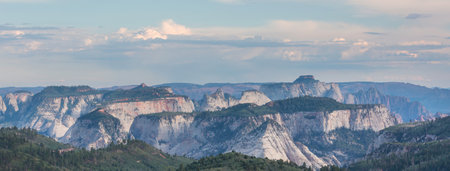 Zion National Park. Beautiful inspiring natural landscapes. Peak in Zion Park at sunset.の写真素材