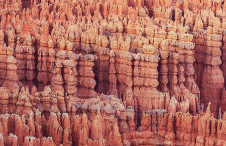 Picturesque colorful pink rocks of the Bryce Canyon National park in the winter season, Utah, USA