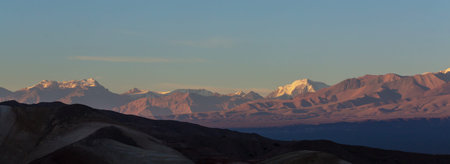 Highest mountains range near Aconcagua peak in Mendoza region, Argentina, South America