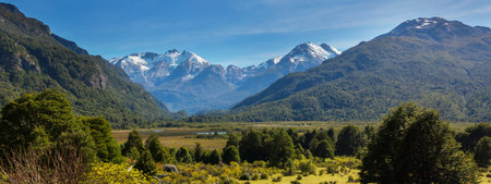 Beautiful mountain landscapes along Carretera Austral, Patagonia, South Chile