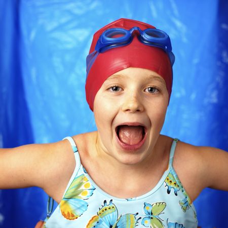 girl in swmming poolの写真素材