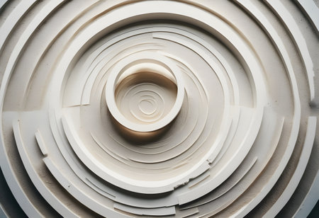 Abstract background of a white circle with a spiral pattern in the centerの素材