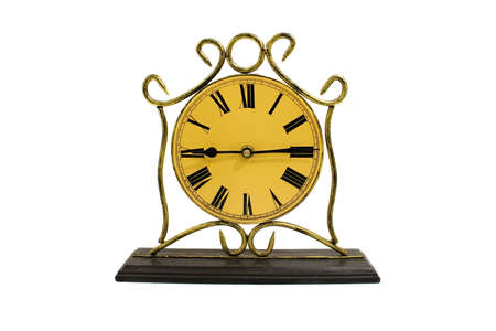 Antique clock isolated on white backgroundの写真素材