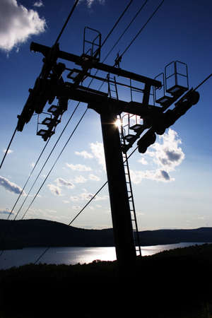 A ski lift at mount Tremblantの写真素材