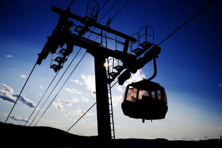 A ski lift at mount Tremblantの写真素材