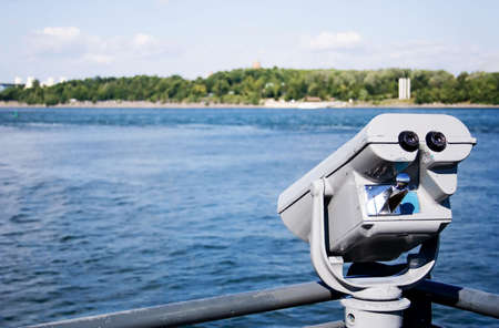 Binocular in the old port of Montrealの写真素材
