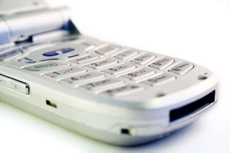 Close-up of a cellular phone isolated on white background