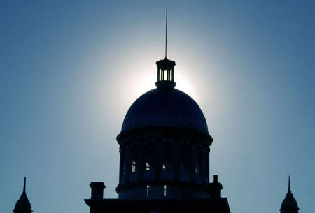 Silhouette of a sanctuary at sunsetの写真素材