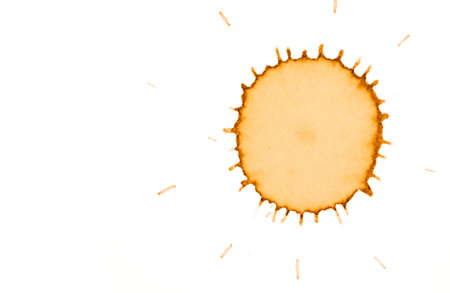 Macro of a Coffee spot on a white backgroundの写真素材