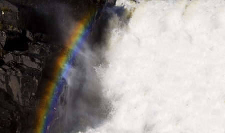 A Rainbow over a waterfall in St-Anne, Quebec.の写真素材