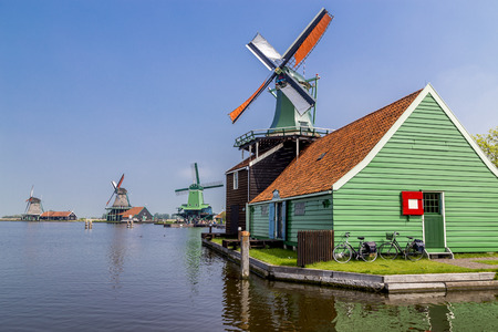 Dutch Windmill of Zaanse Schans, Netherlandのeditorial素材
