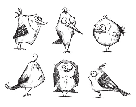 Funny cartoon birdsのイラスト素材