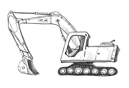 Doodle excavator drawingのイラスト素材