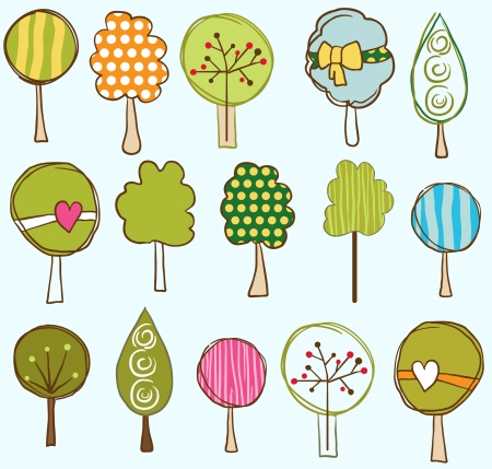 Funny trees seamless patternのイラスト素材