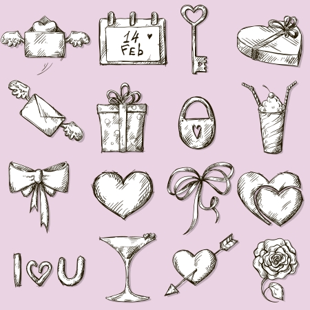 set of Valentineのイラスト素材
