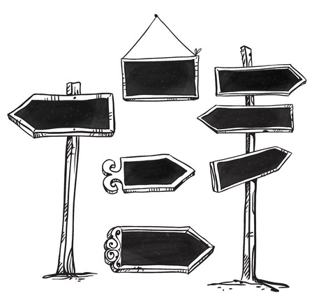 Set of signboards. Hand drawn.のイラスト素材