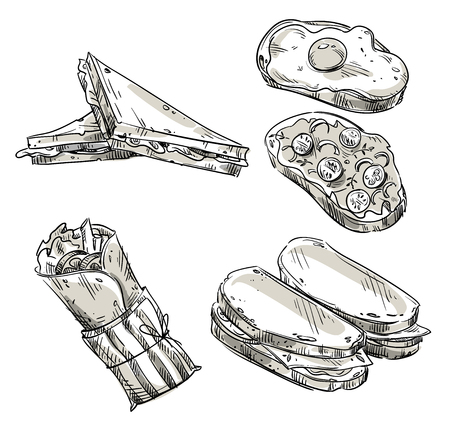 Sandwiches. Fast food. Snacks.のイラスト素材