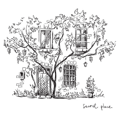 A secret place. Vector illustration, fully editable.のイラスト素材