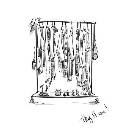 Clothes rack, vector illustration.のイラスト素材